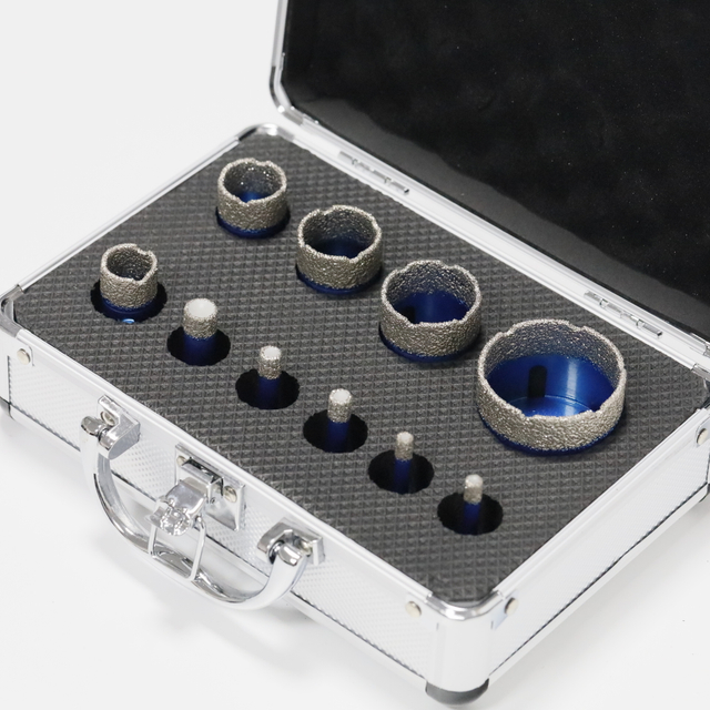 10-Piece M14 Vacuum Brazed Diamond Core Drill Bit Set in Aluminum Case