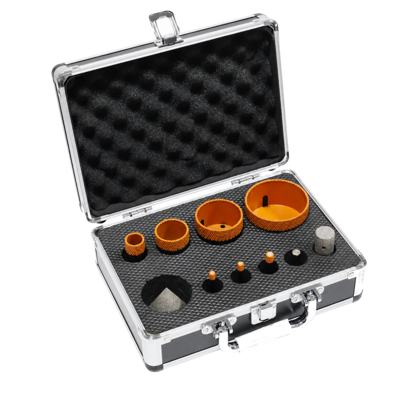 Matrix Turbo Vacuum Brazed Diamond Drill Bit Set in Aluminum Case